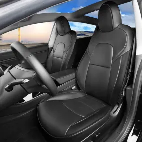 TAPTES All Black Leather Seat Covers for Tesla Model 3 2023 2022 2021 2020 2019 2018 2017