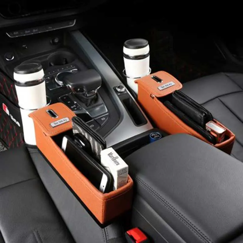 TAPTES Console Side Seat Organizer with Foldable Cup Holder for Tesla Model X