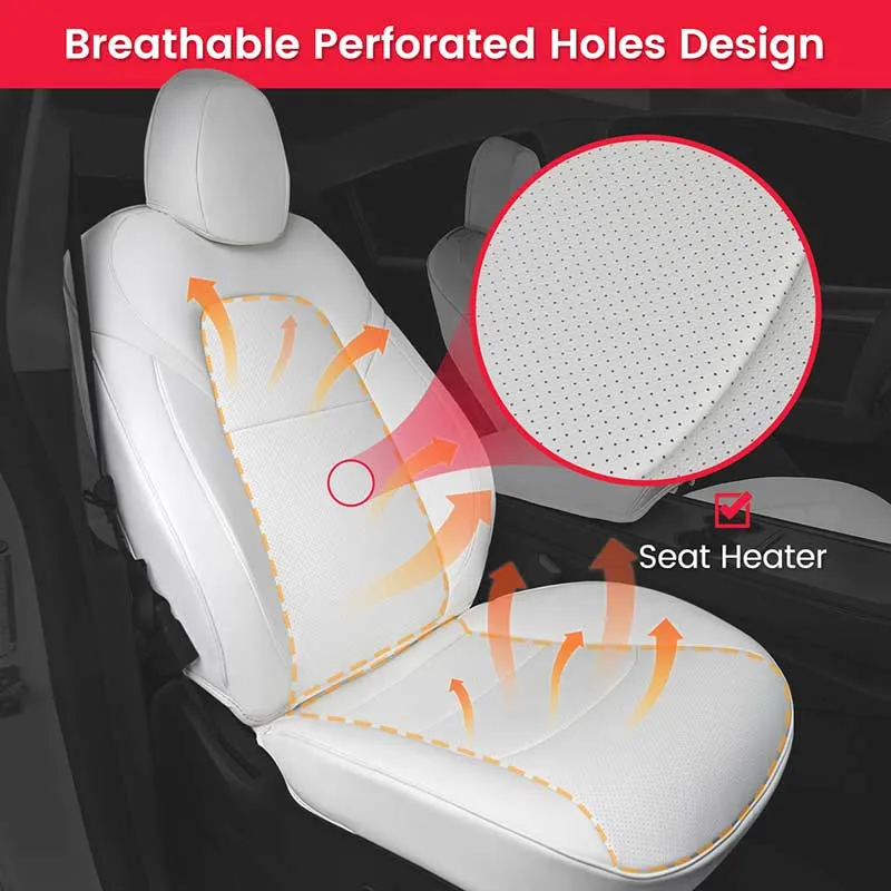 TAPTES® White Seat Covers for Tesla Model Y Model 3 Front Seats, Not for Model 3 Highland