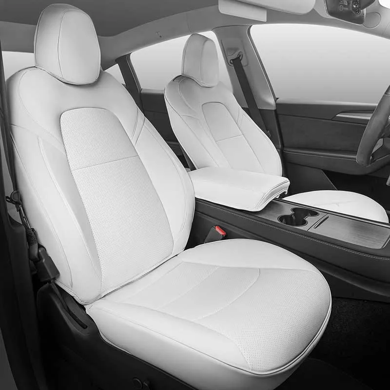 TAPTES® White Seat Covers for Tesla Model Y Model 3 Front Seats, Not for Model 3 Highland