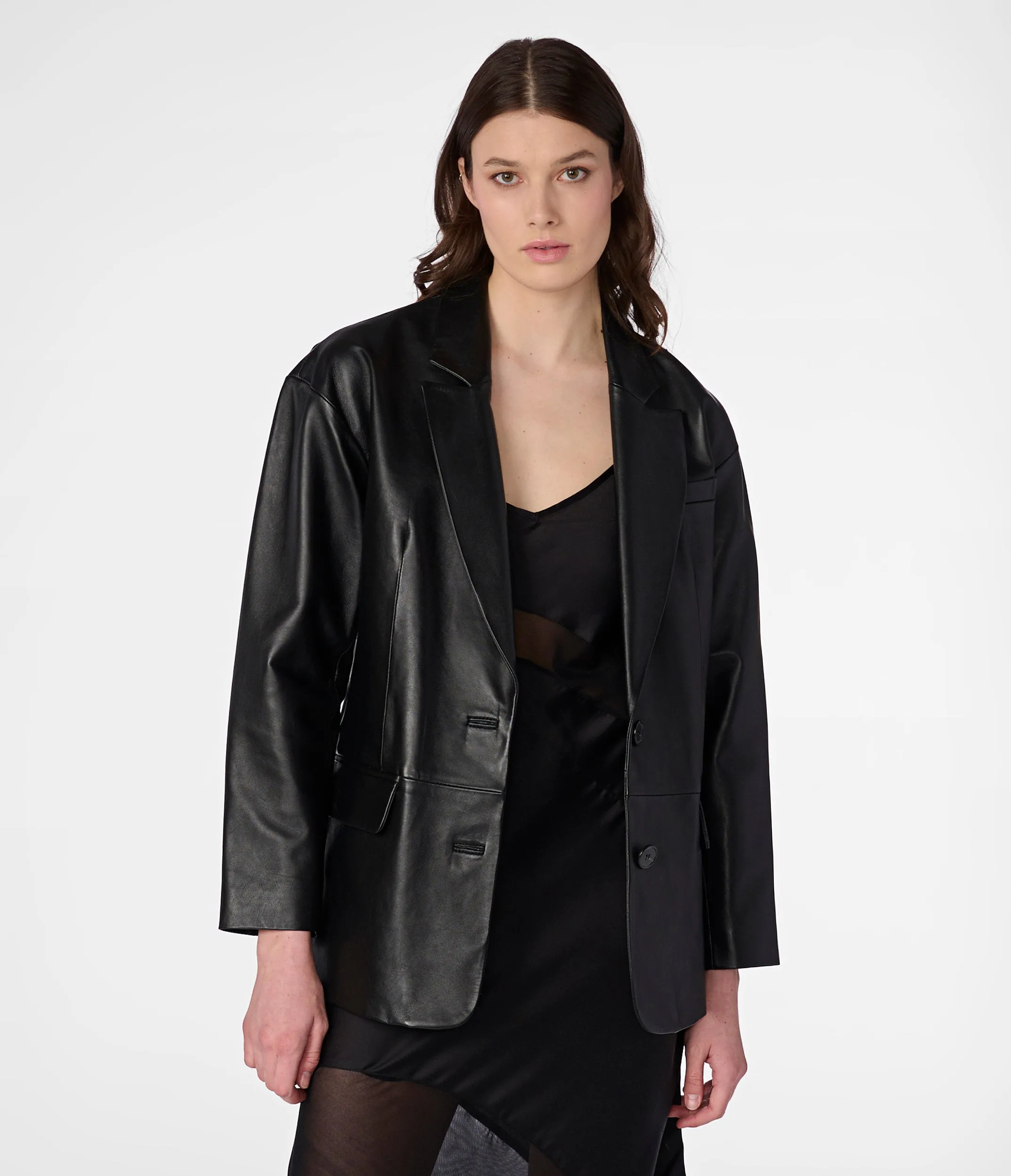 Teresa Genuine Leather Blazer