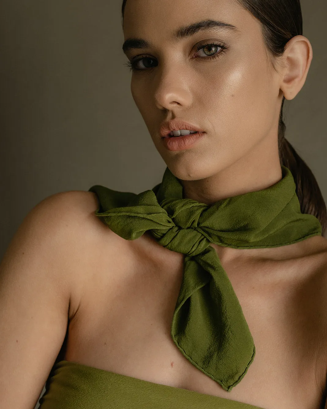 'The Scout' Washable Silk Scarf in Olive