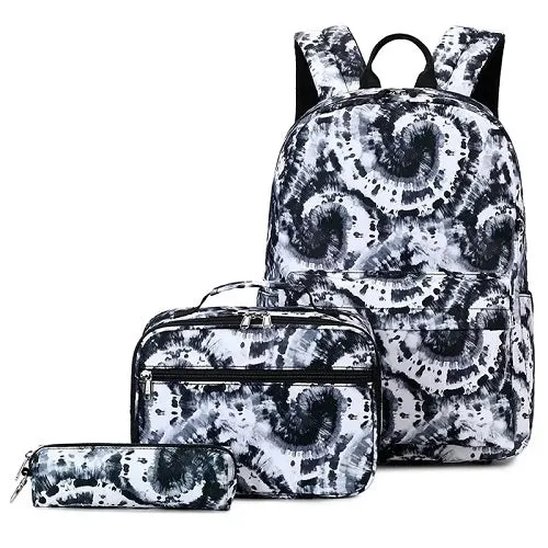 Tie Dye Kids Backpack School Lunch Bag with Pencil Case Set