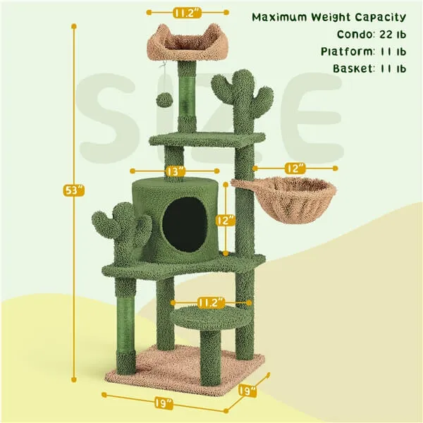 Yaheetech  53''H Cat Cactus Tree