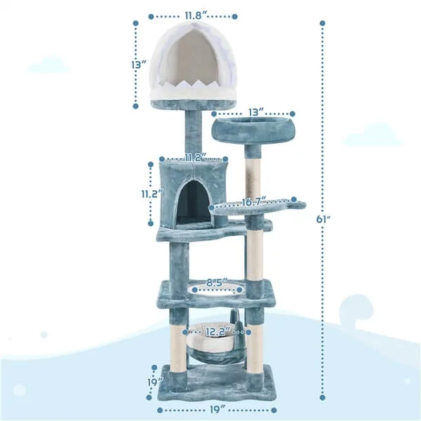 Yaheetech 61in Tall Ocean-Themed Cat Tree